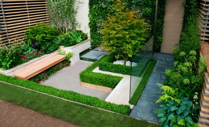 Jardín vertical y horizontal integrados
